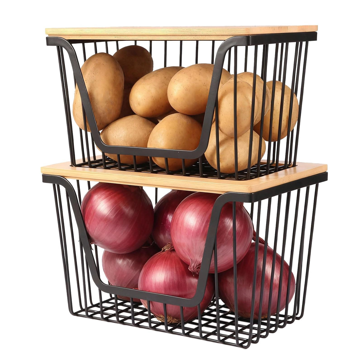Snpwne onion-potato storage bin 2-pack keeps produce organized.