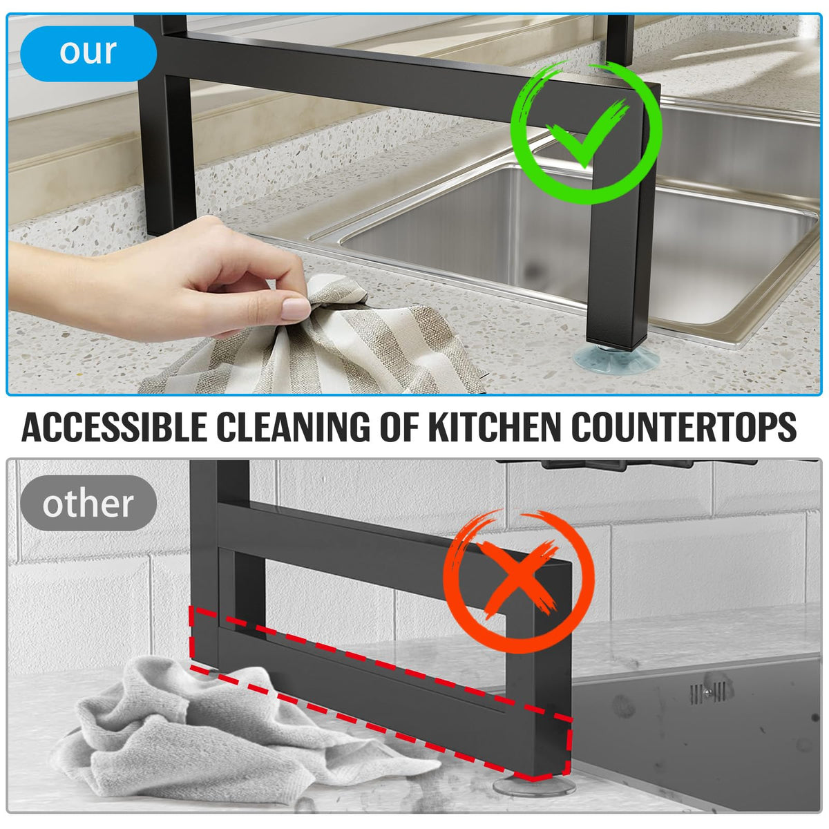 SNSLXH removable accessories allow you to customize placement to your kitchen.