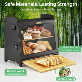 SNTD bread box airtight magnetic door keeps bread soft or crisp.