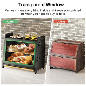 SNTD bread box black finish highlights sturdy hardware.
