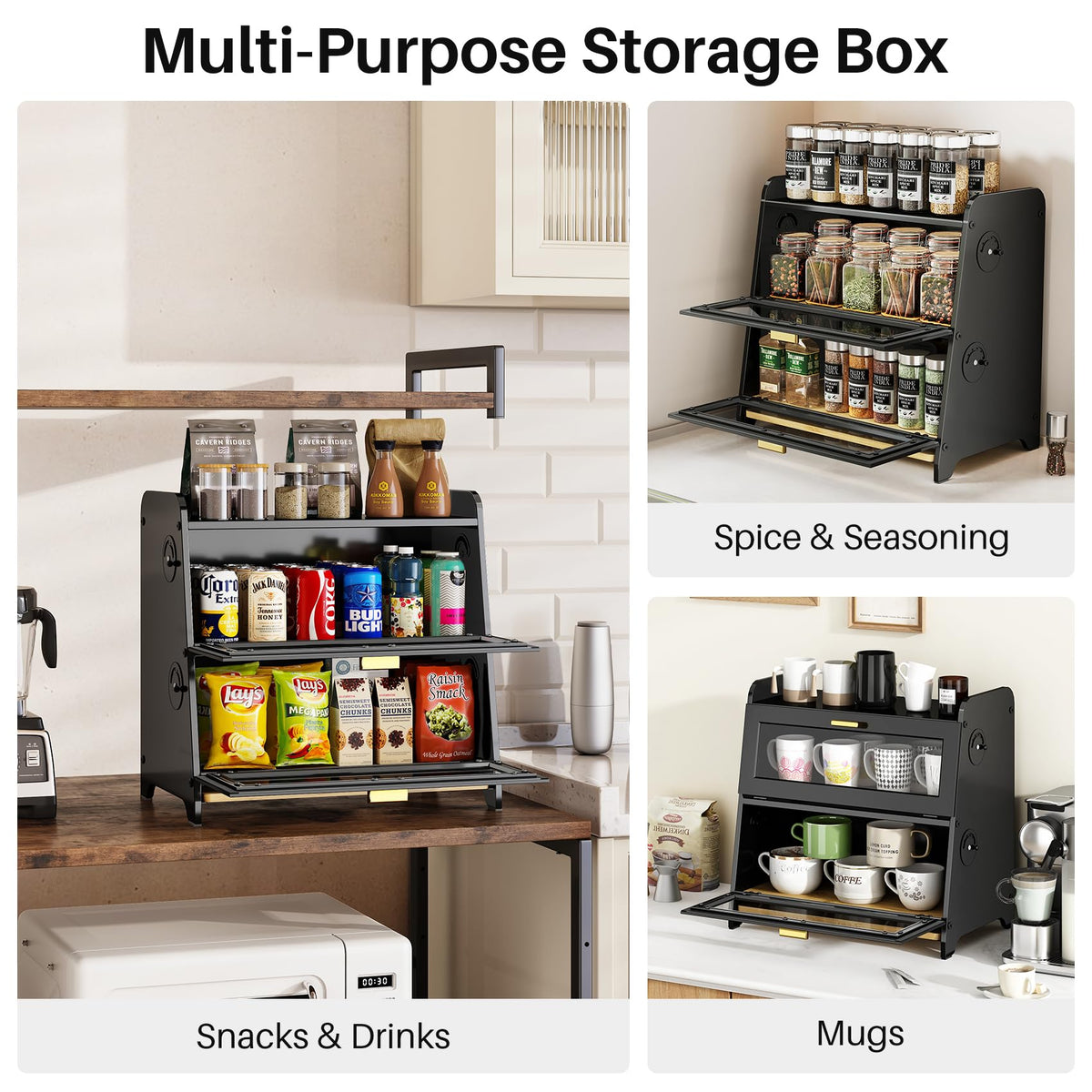 SNTD bread box sits on the kitchen counter for daily use