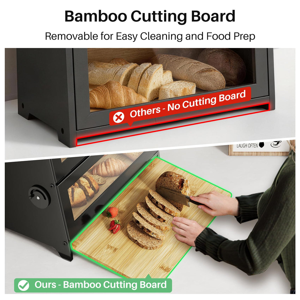 SNTD bread box transparent door window lets you check freshness at a glance