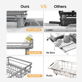 SNTD dish drying rack anti-fingerprint tray prevents water pooling