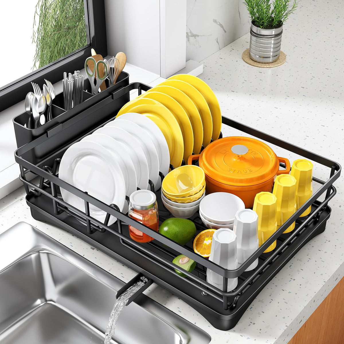 SNTD sleek black finish adds modern style to any counter