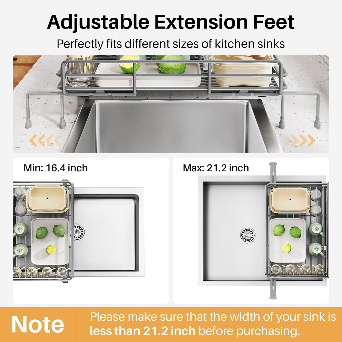 SNTD dish drying rack draining spout directs water into the sink