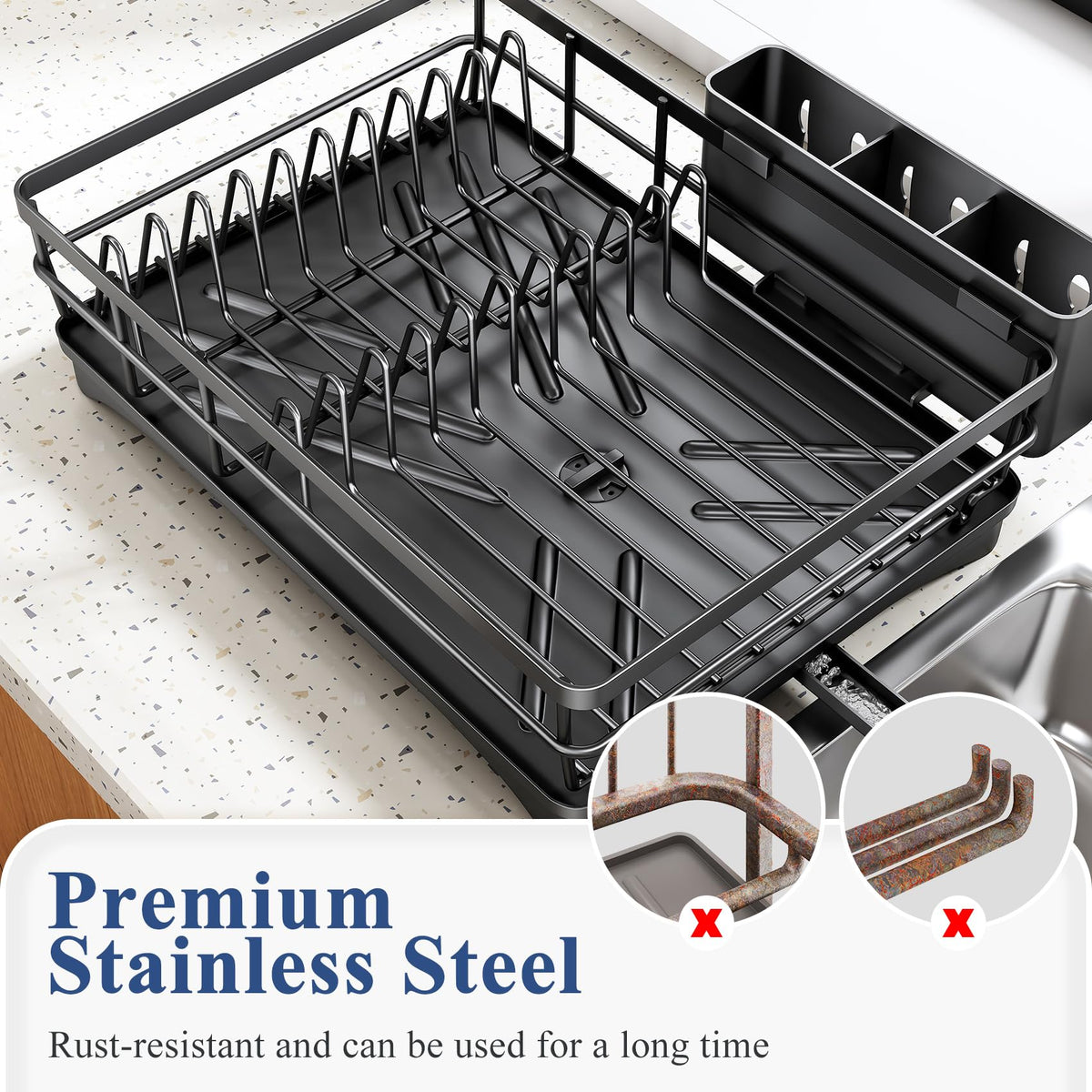 SNTD elevated rails protect dishes from tipping during drying