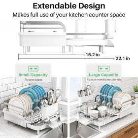 SNTD dish drying rack at 22.1-inch width enhances capacity for larger loads.