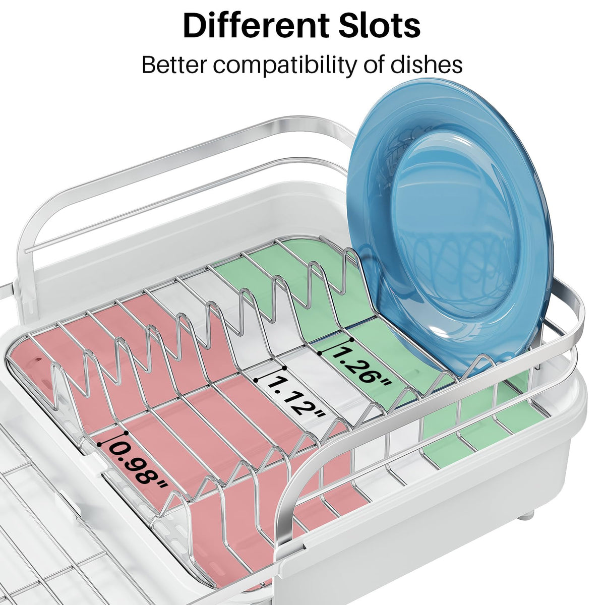SNTD high guardrails keep dishes secure during drying.