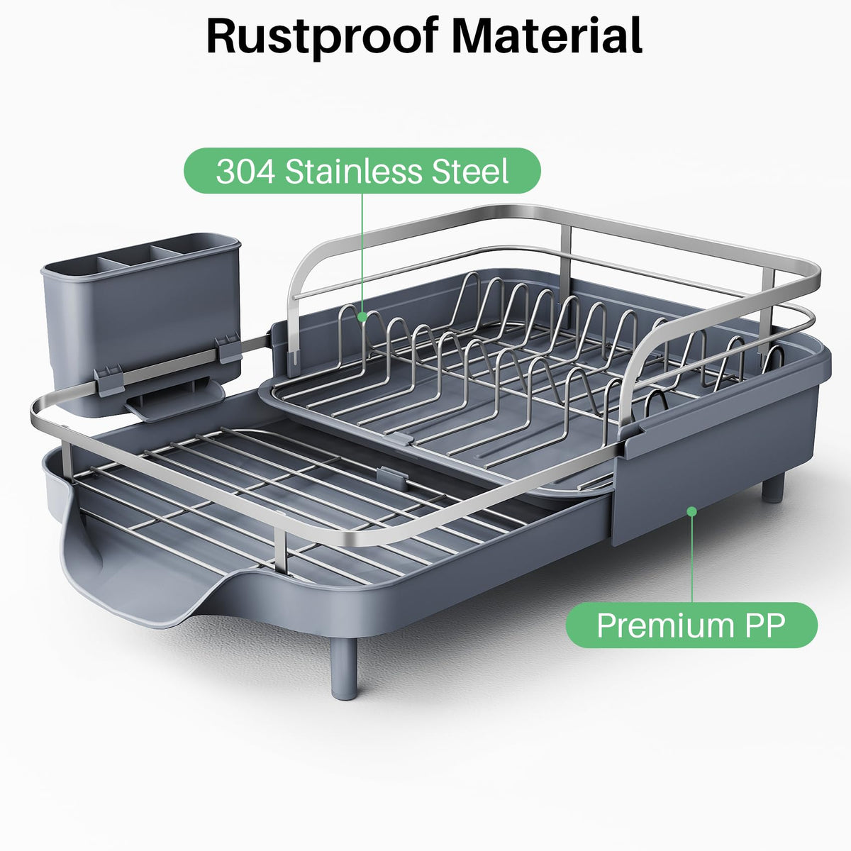 SNTD high-sided guardrails keep items secure on wet counters