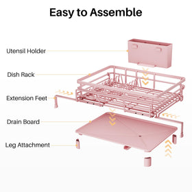 SNTD dish drying rack compact design aids kitchen organization.