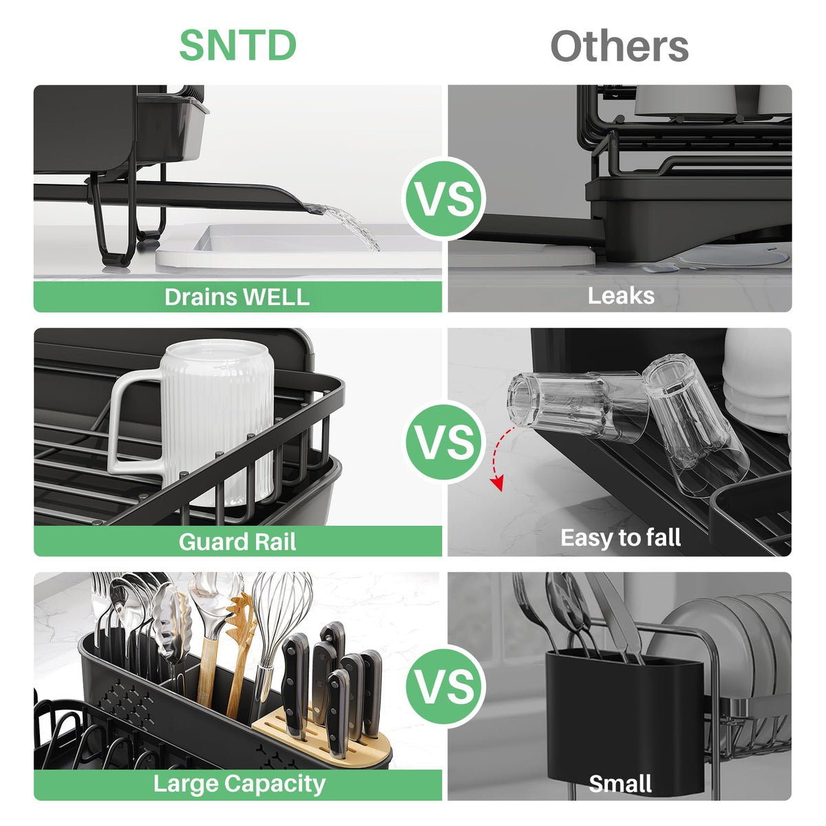 SNTD detachable cutlery holder makes cleaning and re-organization simple.