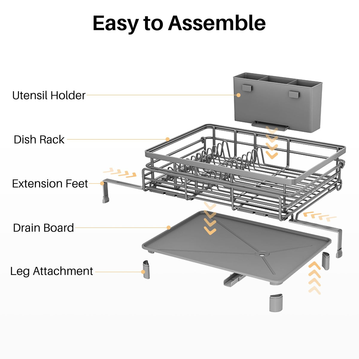 SNTD dish drying rack large capacity holds plates, bowls, glasses