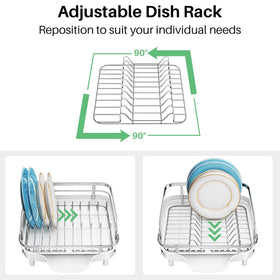 SNTD silicone feet stabilize the rack on wet counters.