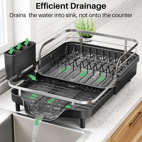 SNTD anti-slip silicone feet keep rack steady on wet counters.