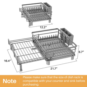 SNTD dish drying rack side profile shows space-saving design for small kitchens