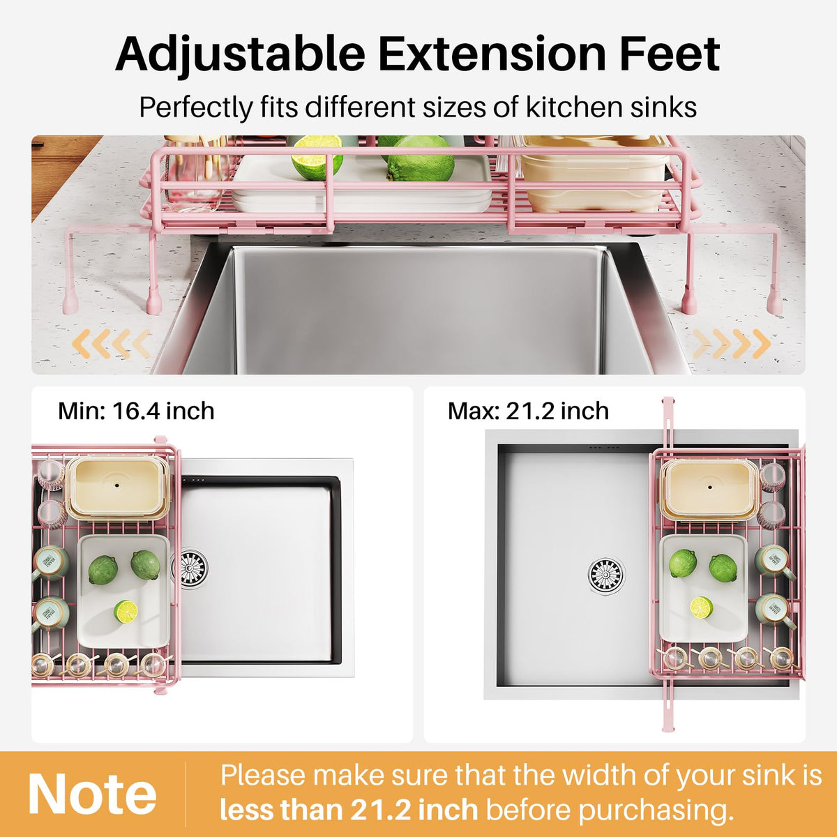 SNTD dish drying rack stainless steel guardrail secures large items during drying.