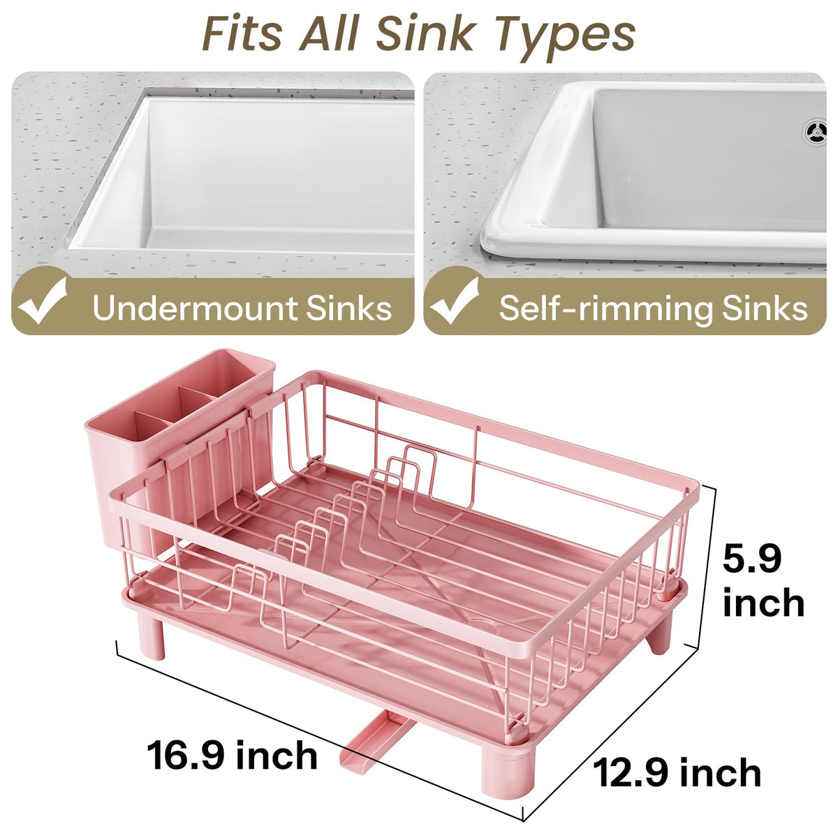 SNTD dish drying rack with utensil holder view showing convenient utensil organization.