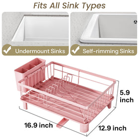 SNTD dish drying rack with utensil holder view showing convenient utensil organization.