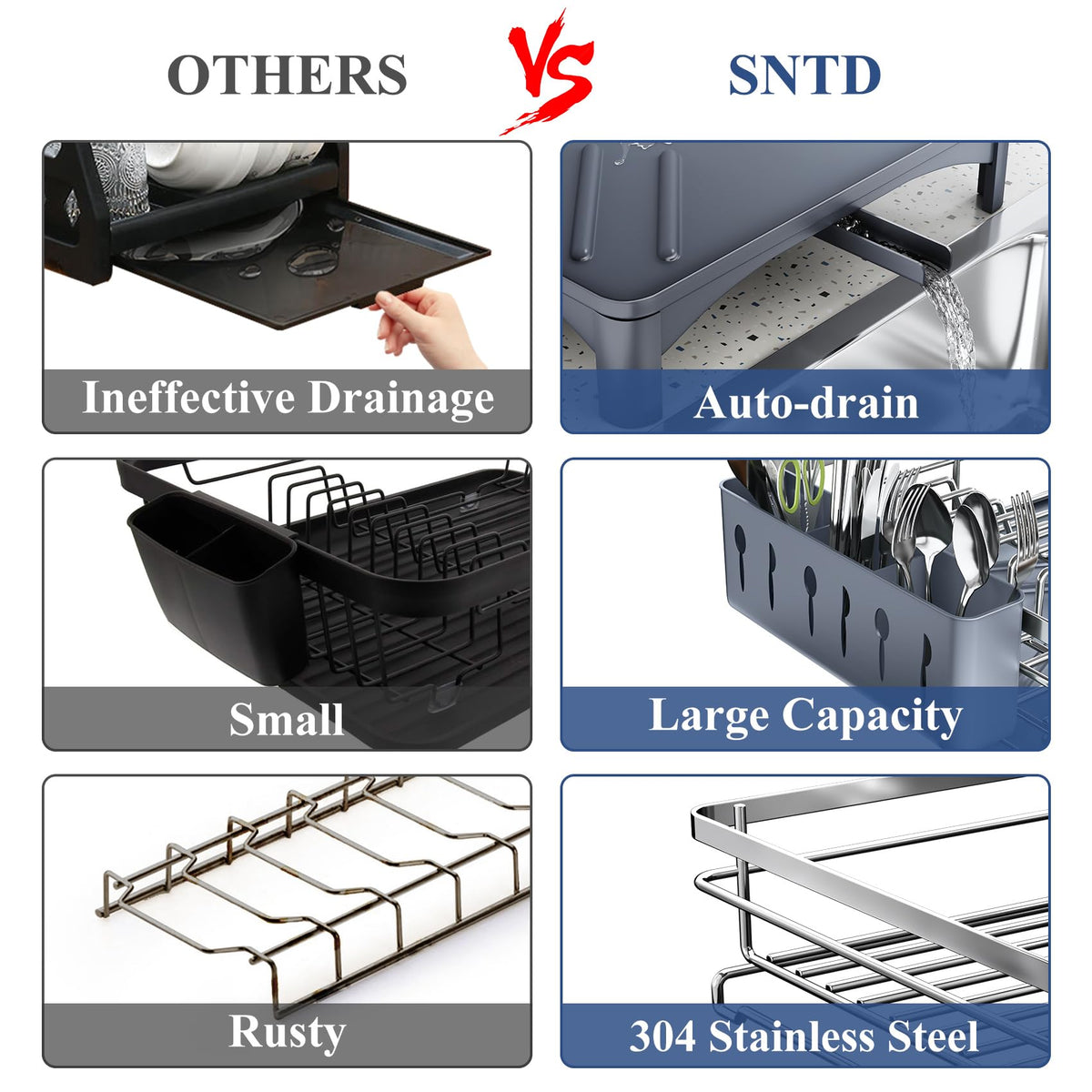 SNTD three-slot utensil holder attached to dish rack