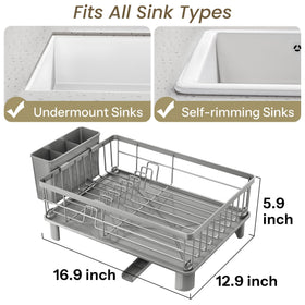 SNTD dish drying rack featuring a removable utensil holder for organized flatware
