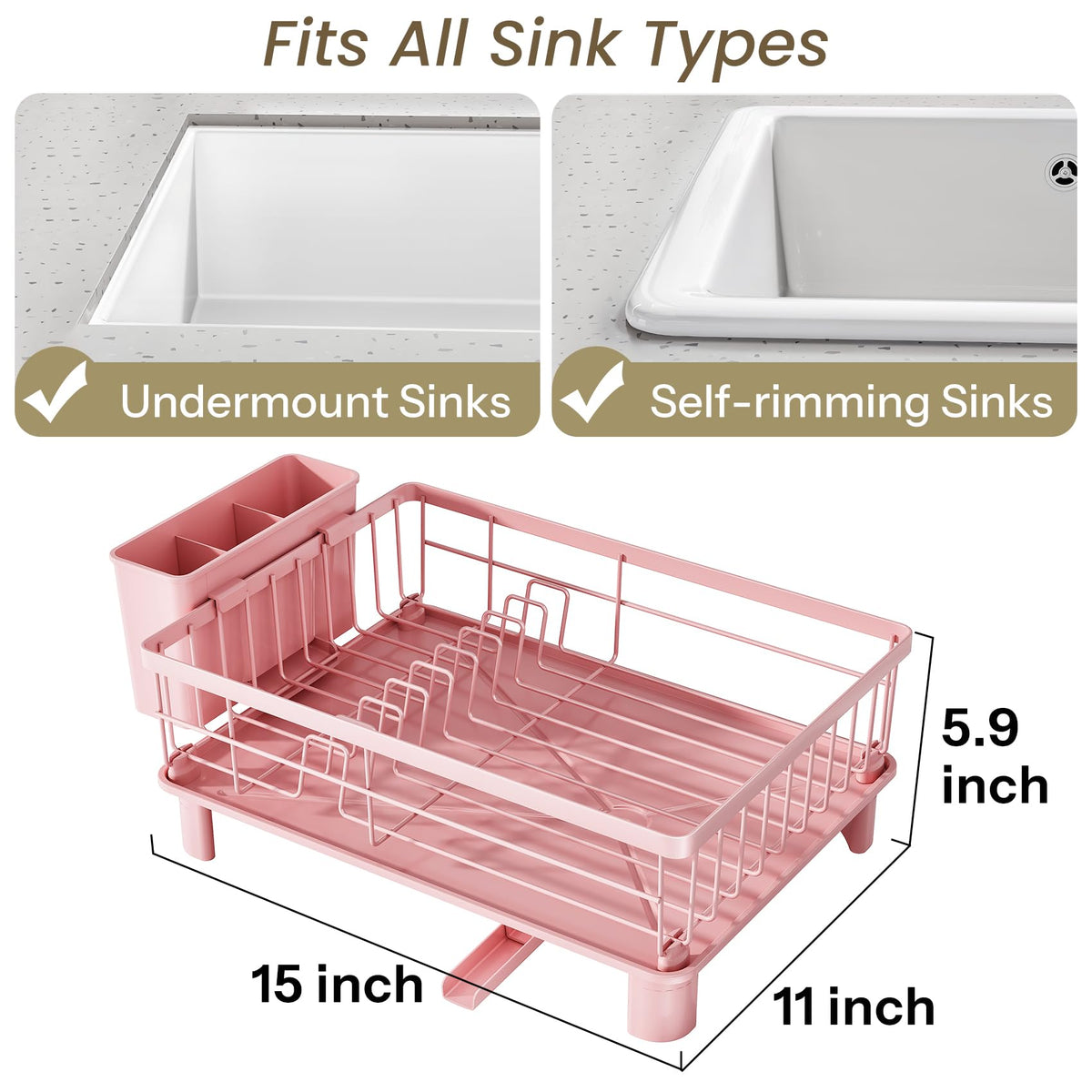 SNTD dish drying rack with utensil holder keeps cutlery neatly arranged.