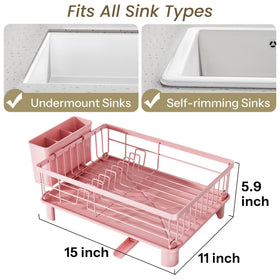 SNTD dish drying rack with utensil holder keeps cutlery neatly arranged.