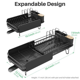 SNTD dish rack with removable utensil holder keeps cutlery organized.