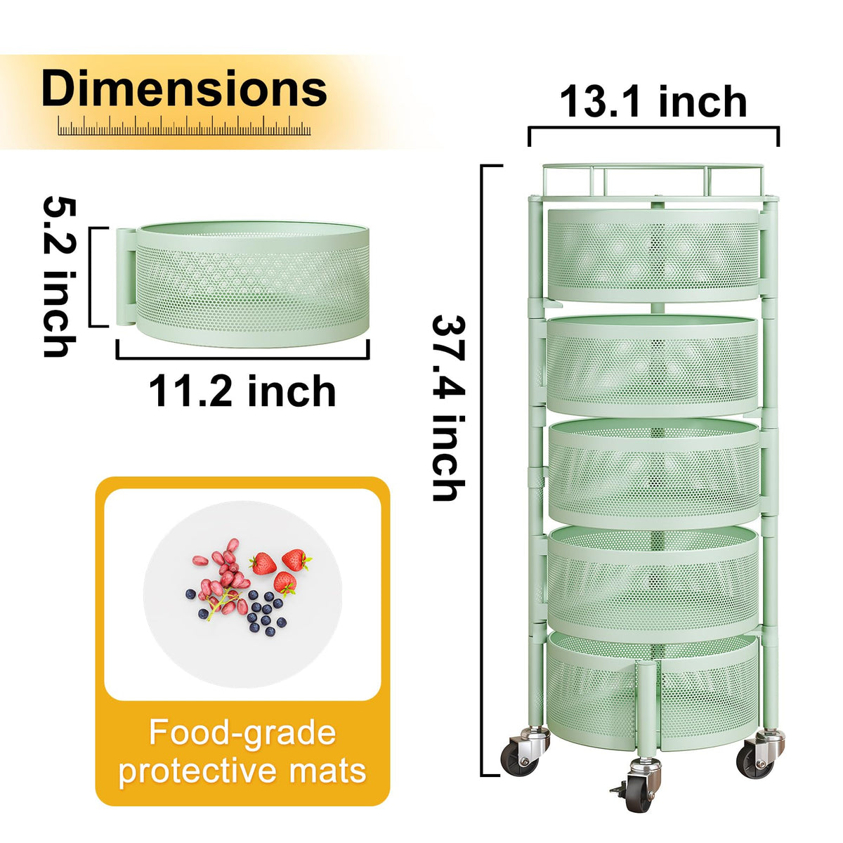 SNTD kitchen cart with metal top lid keeps produce secure and fresh on wheels.