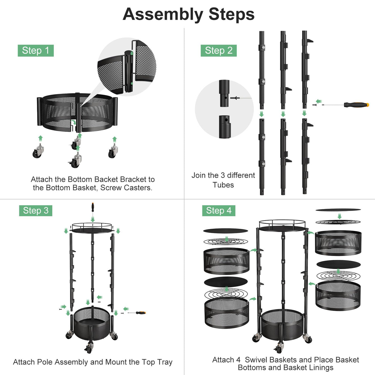 SNTD large black basket set provides rotating rack versatility for gifts or décor.