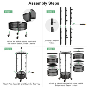 SNTD large black basket set provides rotating rack versatility for gifts or décor.