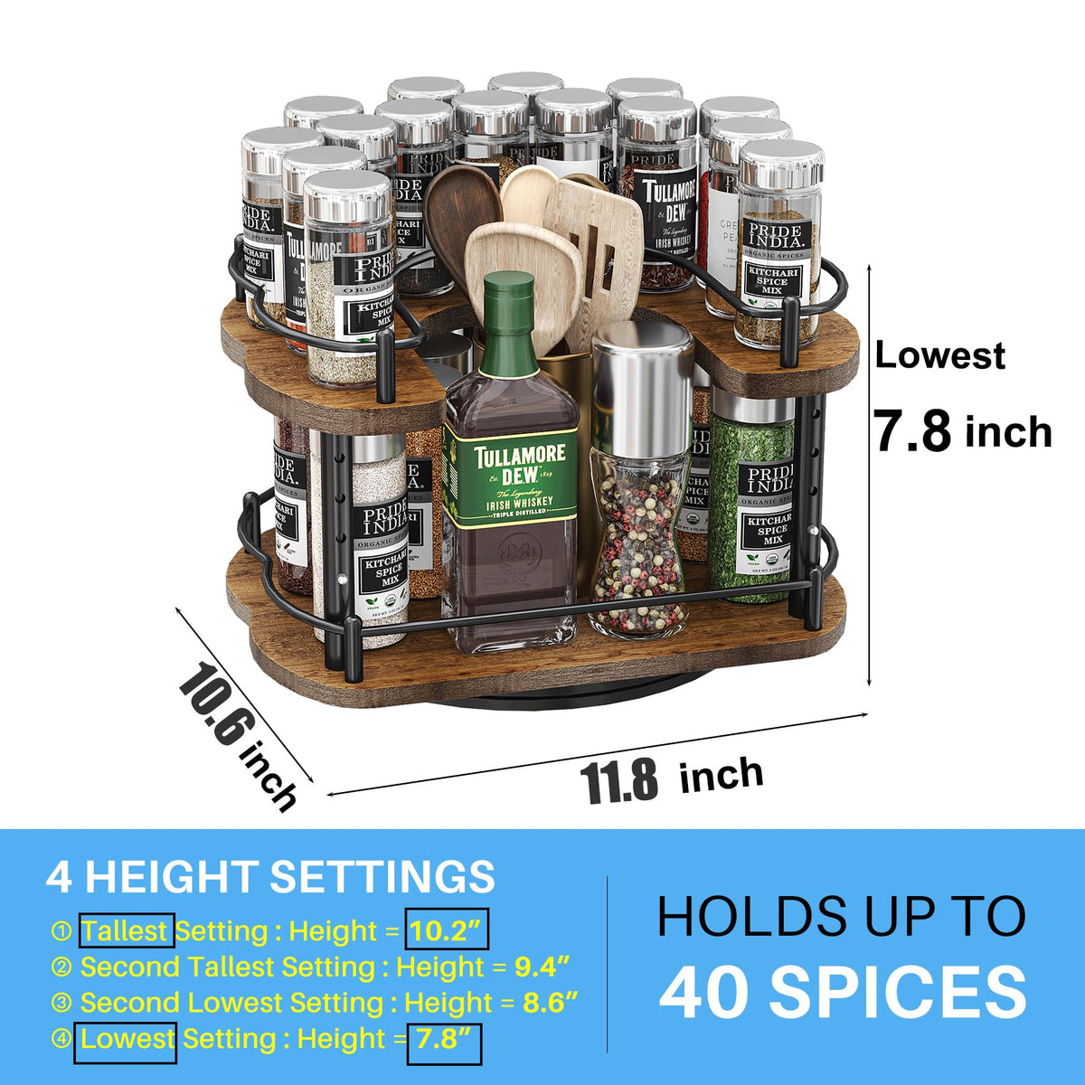 SNTD Lazy Susan full guardrail protects bottles during rotation