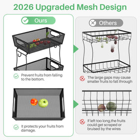 SNTD mesh basket close-up highlighting airflow to keep produce fresh.