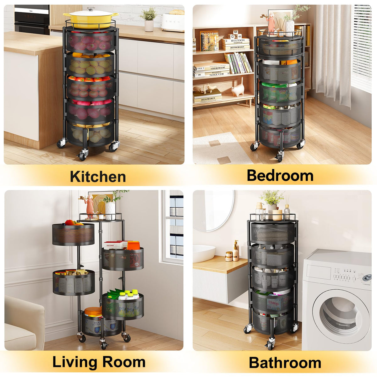SNTD multifunctional storage basket suitable for pantry, kitchen, or bath.