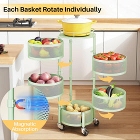 SNTD rolling fruit and vegetable rack on four casters for flexible placement.