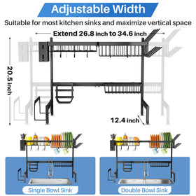 SNTD sturdy metal frame in black keeps dishes secure.