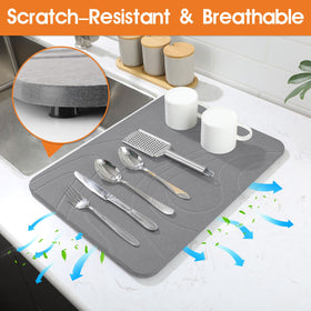 Snuggery kitchen counter mat for organized drying and counter protection
