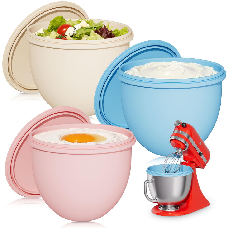 Snuggery silicone bowl liner for 7qt tilt-head mixer with non stick surface.