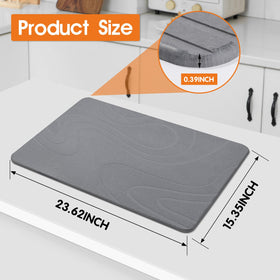 Snuggery stone mat with non-slip base keeps dishes securely in place.