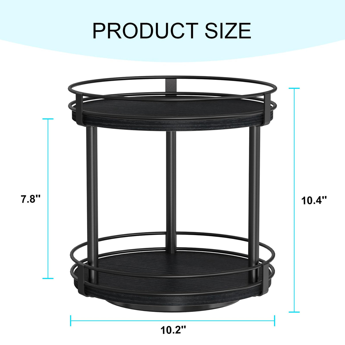 Snughome lazy Susan two-tier wood design provides ample cabinet storage.