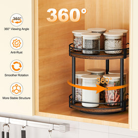 Snughome rotating spice rack filled with spices demonstrates organized storage.