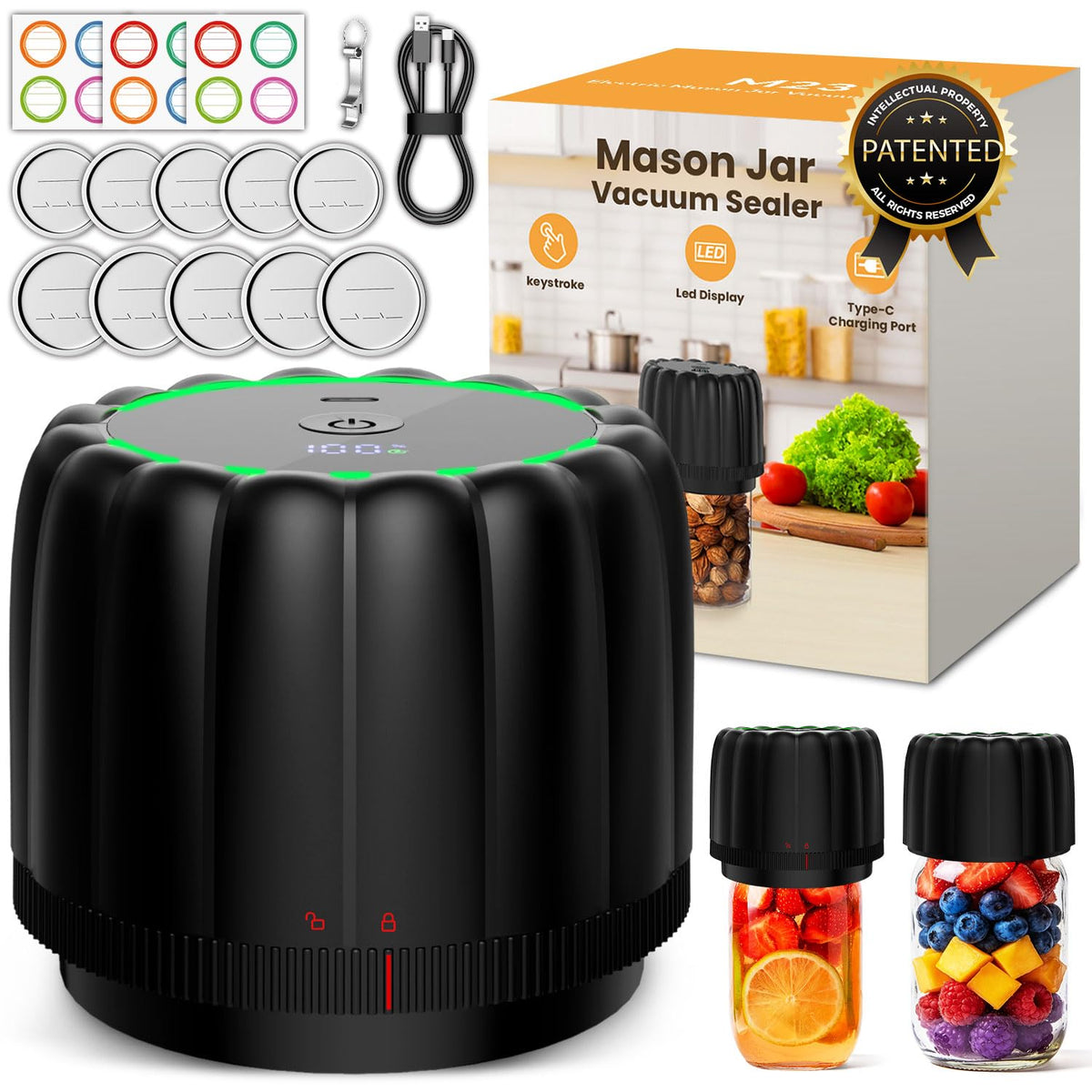 Snuuoby upgraded electric mason jar sealer with wide-mouth compatibility for fresh storage