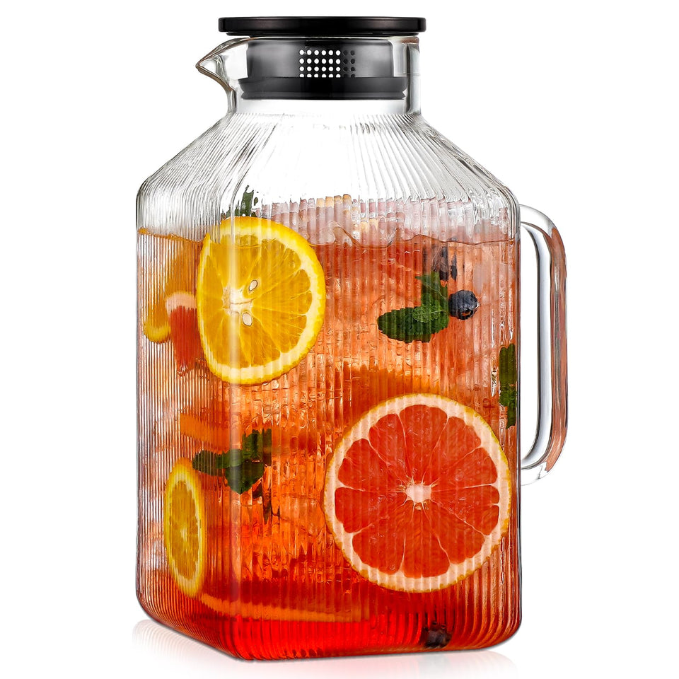 Snuvid 1-gallon square pitcher with lid for fridge storage of beverages