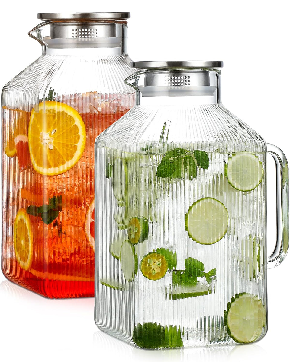 Snuvid 1-gallon square pitcher with stripe lid, ideal for large batches