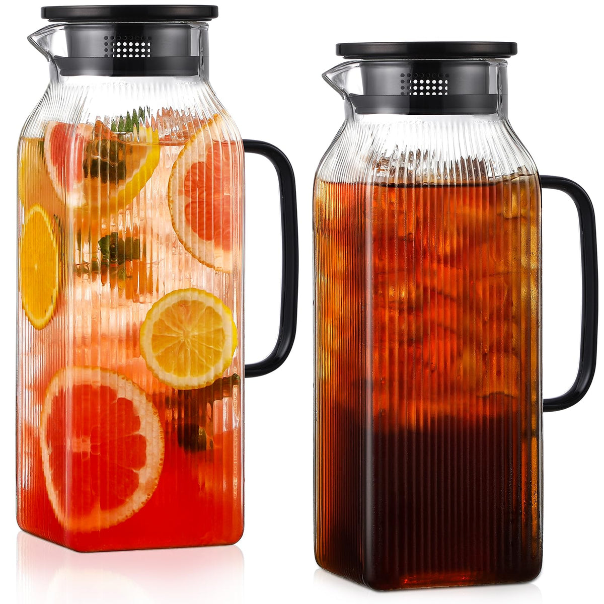 Snuvid 2L square pitcher with lid for fridge storage and easy pouring.