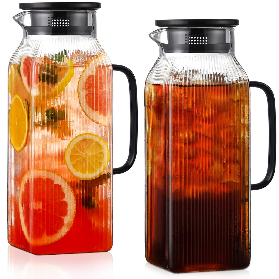 Snuvid 2L square pitcher with lid for fridge storage and easy pouring.