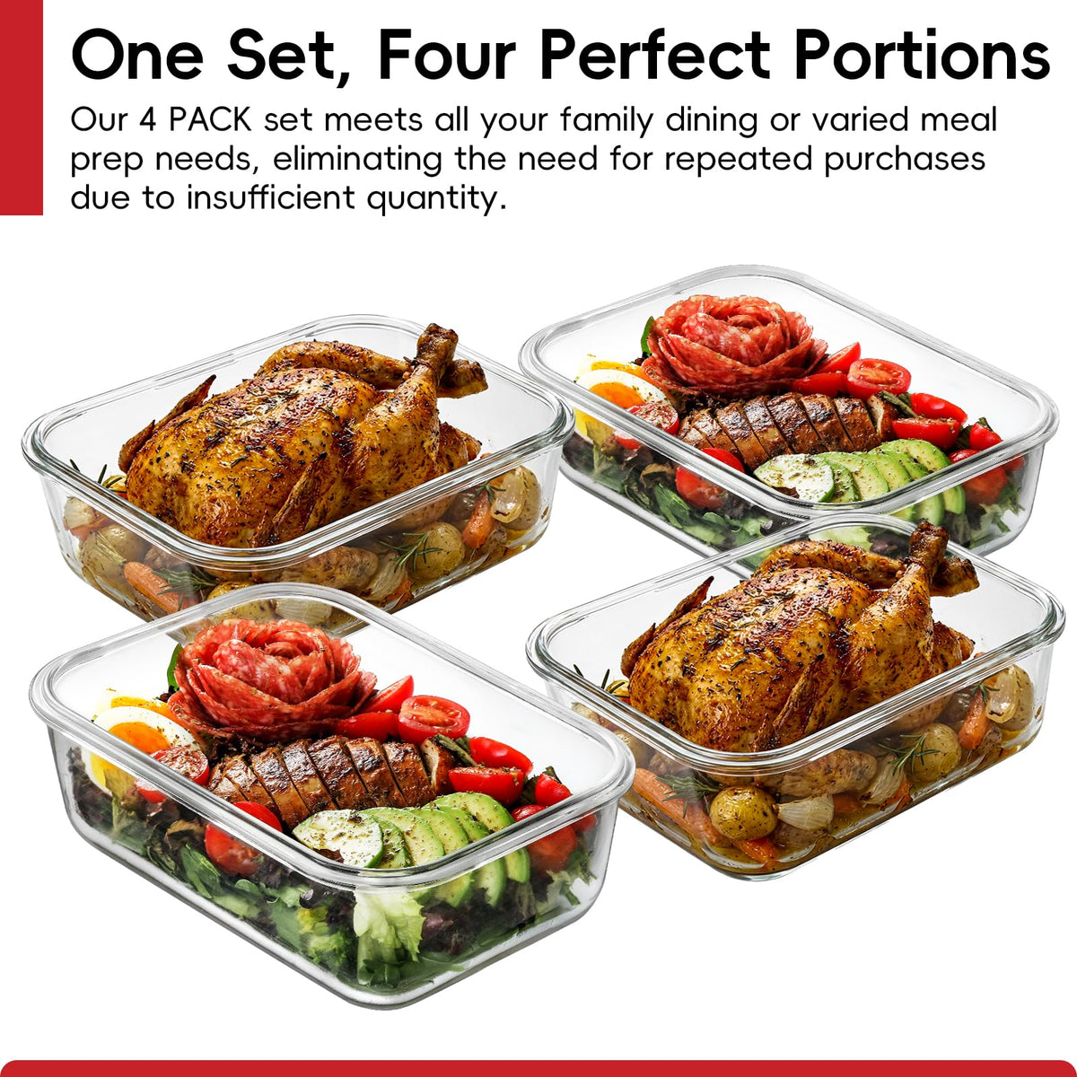 Snuvid airtight lids with silicone seal for glass storage containers.