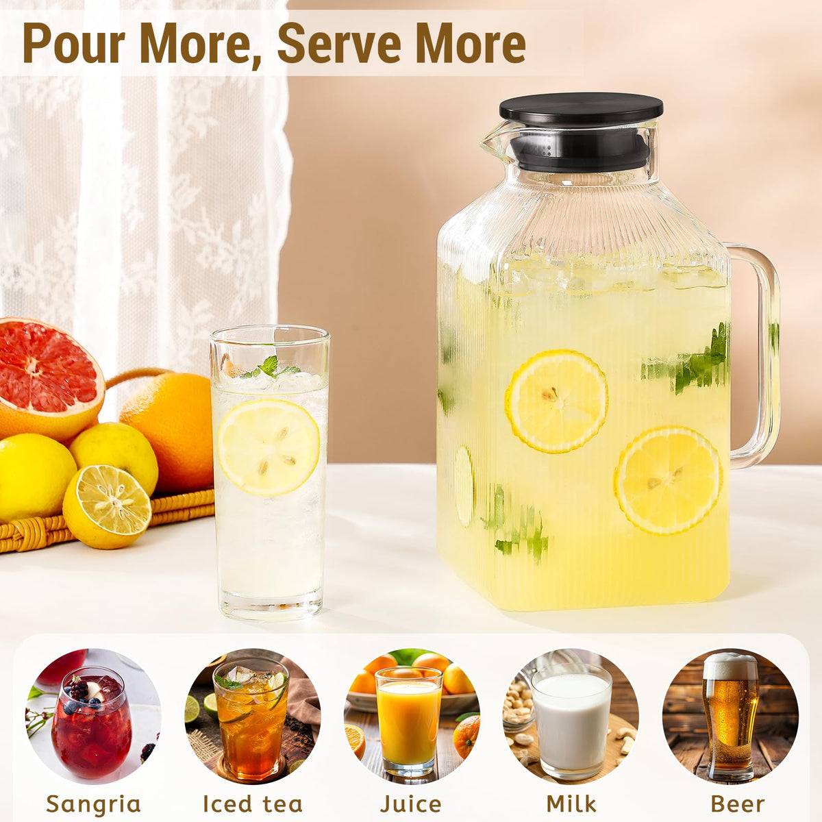 Snuvid borosilicate glass carafe designed for hot and cold beverages