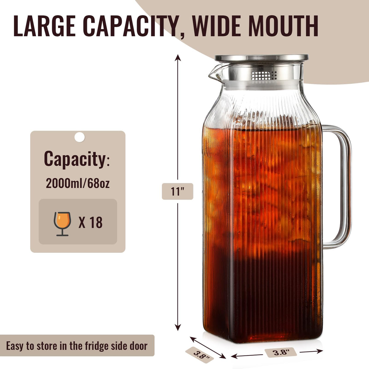 Snuvid borosilicate glass pitcher showcases crystal clarity for beverages.
