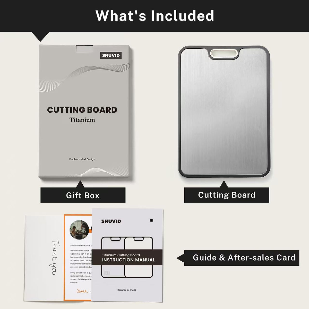 Snuvid cutting board with hanging hole stores neatly in your kitchen.