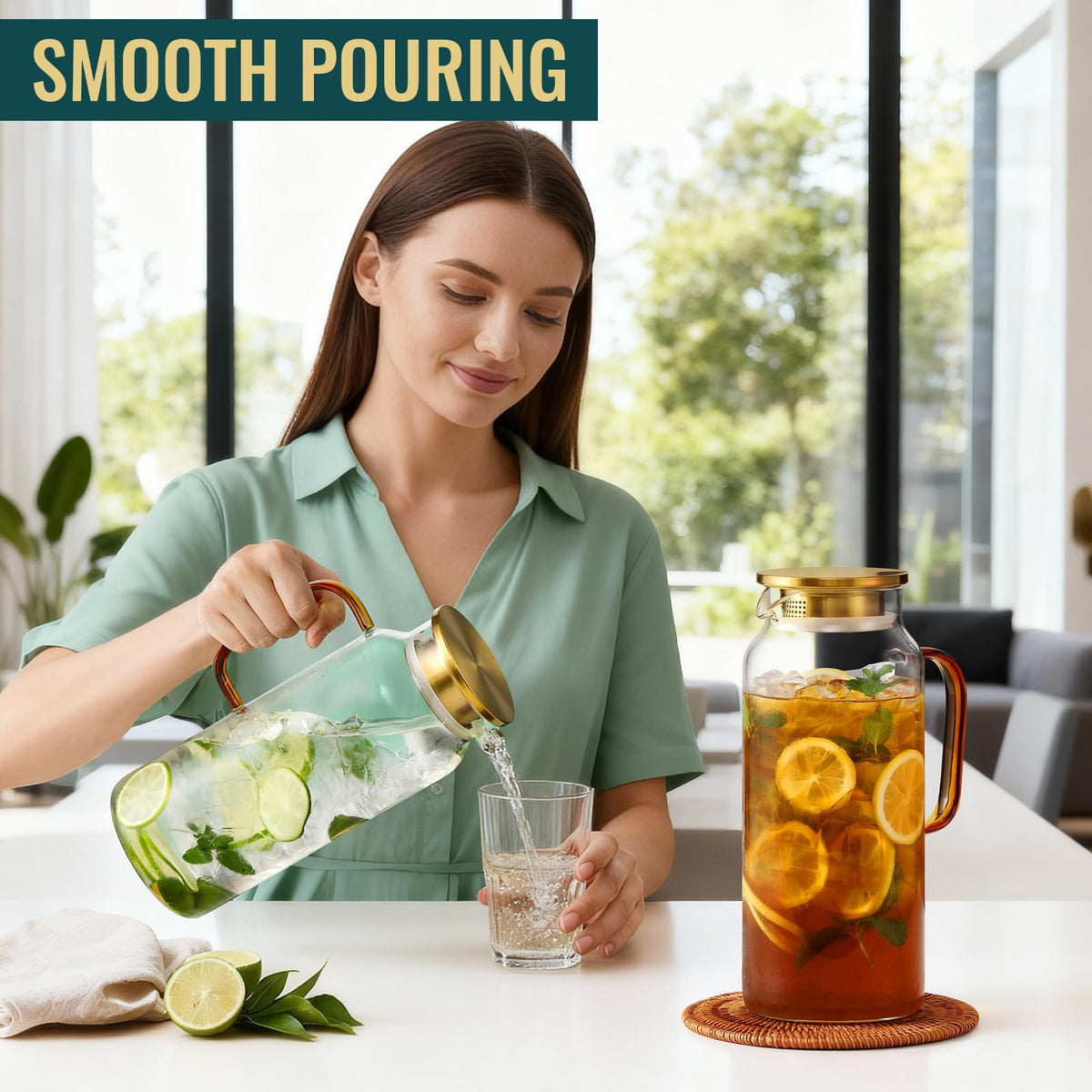 Snuvid dishwasher-safe glass pitcher for easy cleaning.